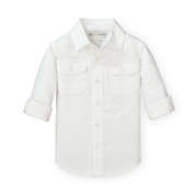 Hope & Henry Boys&#39; Linen Button Down Shirt (White, 6-12 Months)