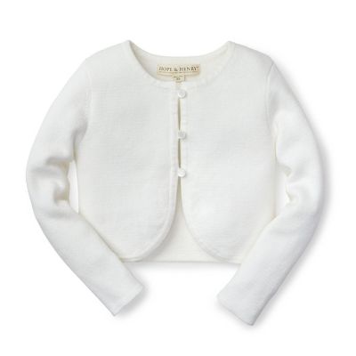 Hope & Henry Girls&#39; Cropped Cardigan - Blanc, Size  3-6 Months