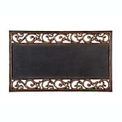 Evergreen Metallic Scroll Kensington Floor Mat Indoor Outdoor Rubber Tray 18"x30" Fits Kensington Coir Inserts 9"x28" Black