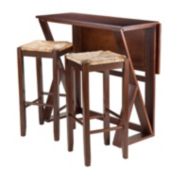Winsome Modern Design Harrington 3-Pc Drop Leaf High Table, 2-29" Rush Seat Stools