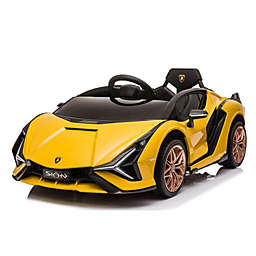 Best Ride On Cars Kids Electric Vehicle Yellow Lamborghini Sian 12V