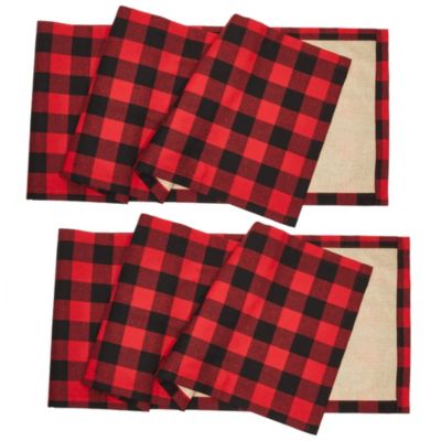 Farmlyn Creek 2 Pack Buffalo Plaid Christmas Table Runner, Red and Black Reversible Burlap and Cotton (14 x 72 in)
