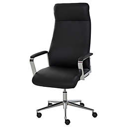 Vinsetto High Back Executive Office Chair Faux Leather Swivel Computer Desk Chair with Padded Arm, Adjustable Height, Wheels Black