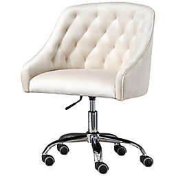 Best Master Furniture Cream Velvet Swivel Task Chair with Silver Base