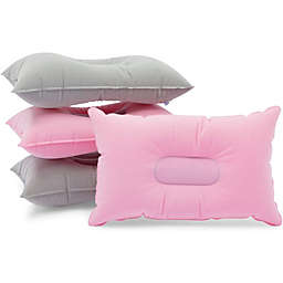 Okuna Outpost Inflatable Travel Pillows for Camping and Traveling (Pink, Grey, 4 Pack)