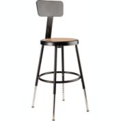 National Public Seating  18.5 -26.5" Height Adjustable Heavy Duty Steel Stool with Backrest - Black