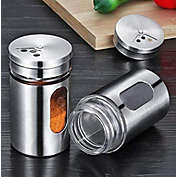 Kitcheniva Set of 2 Salt and Pepper Shakers Stainless Steel Glass Set-Elegant Design