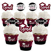 Big Dot of Happiness Maroon Grad - Best is Yet to Come - Cupcake Decor- 2023 Burgundy Grad Party Cupcake Wrappers and Treat Picks Kit - Set of 24
