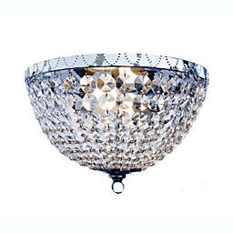Elegant Designs Home Decorative 2 Light Victoria Crystal Rain Drop Ceiling Light Flushmount - Chrome