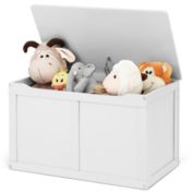 Costway Wooden Kids Toy Storage Box Sitting Top Chest Organizer Large Bin Boys & Girls