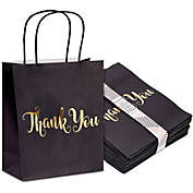 Sparkle and Bash Black Thank You Gift Bags with Handles, Gold Foil (8 x 10 x 4 In, 24 Pack)