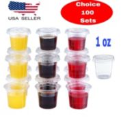 Kitcheniva Disposable Cups with Lids 1 Oz. Clear 100 Pcs
