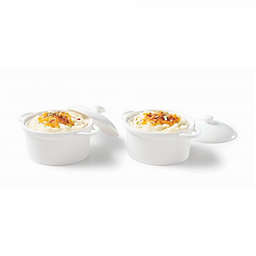 Gourmet - Set of 2 Porcelain Mini Saucepans, 250mL Capacity, Oven Safe, White