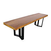 Contemporary Home Living 66" Black and Brown Contemporary Rectangular Outdoor Dining Bench