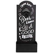 Koopman International 14.5" Black and White &#39;Beer is Always a Good Idea&#39; Bottle Opener with Storage Bin