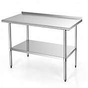 Costway Stainless Steel Table for Prep and Work with Backsplash-24 x 48 inch