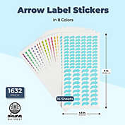 Okuna Outpost Arrow Label Stickers in 8 Colors (16 Sheets, 1632 Pieces)