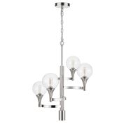 Saltoro Sherpi Chandelier with 4 Globe Glass Shades and Cone Design Holders, Chrome-
