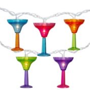 Northlight 10-Count Vibrantly Colored Margarita Glass Summer Outdoor Patio Christmas Light Set, 7.5&#39; White Wire