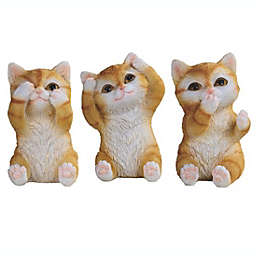 FC Design 3-Piece Hear See Speak No Evil Orange Tabby Cat Statue Animal Home Decoration 3