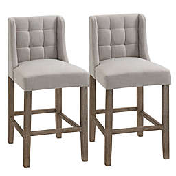 HOMCOM Tufted Counter Height Bar Stools Set of 2, Upholstered Bar Chairs, 26.5