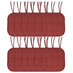 Sweet Home Collection Aria Memory Foam Non-Slip Chair Cushion Pad with Ties, Burgundy, 12 Pack