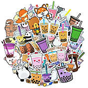 Wrapables Waterproof Vinyl Stickers for Water Bottles, Laptop, Phones, Skateboards, Decals for Teens, 100pcs, Boba Tea