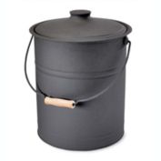 Plow & Hearth Deluxe Galvanized Double-Layer Bottom Ash Bucket w/Handle, in Black