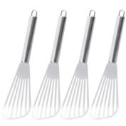 Unique Bargains Stainless Steel Slotted Kitchen Spatula Barbecue Turner Shovel 4 Pieces Silver Tone, 10" x 2.6"(L*Max.W), Heat Resistant and Rust-Free Classic Slotted Turner