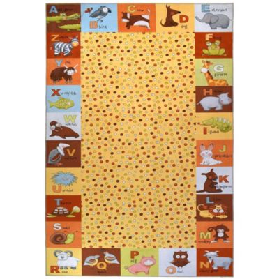 Homefires Decorative Indoor/Outdoor Accent Rug Alphabet Animals - 5' X 7'