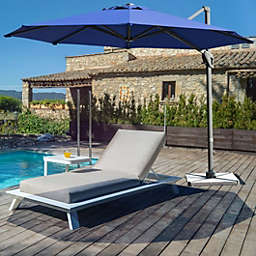 Costway 11ft Patio Offset Umbrella with 360? Rotation and Tilt System-Navy