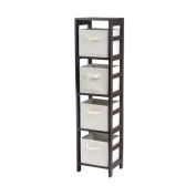 Winsome Capri 4-Section N Storage Shelf With 4 Foldable Beige Fabric Baskets