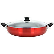 Better Chef 14 Inch Red Aluminum Deep Fryer Pan with Glass Lid