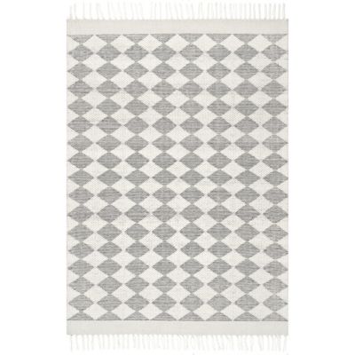 nuLOOM Wren Hand Loomed Textured Diamond Wool Tassel Area Rug, Gray, 5&#39;x8&#39;