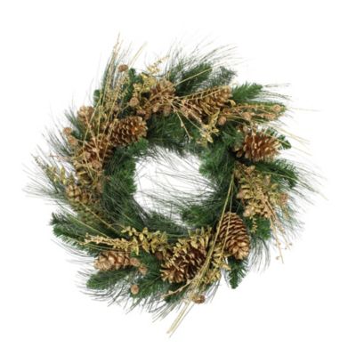 Allstate Gold Glitter Pine Cone and Berry Artificial Christmas Wreath - 26-Inch, Unlit