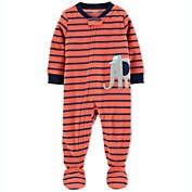 Carter&#39;s Baby Boy&#39;s Elephant Fleece Footed Pajamas Orange-Navy Size 18MOS