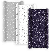 GROW WILD Changing Pad Cover 3-Pack, Soft & Stretchy Fitted Sheet, Moon & Stars