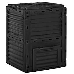 Outsunny Garden Compost Bin 80 Gallon Outdoor Large Capacity Composter Fast Create Fertile Soil Aerating Box, Easy Assembly, Black