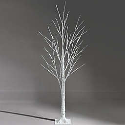 Costway 4-Foot Pre-lit White Twig Birch Tree for Christmas Holiday w/ 48 LED Lights