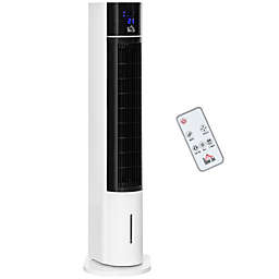 HOMCOM Oscillating Air Cooler with Timer, Evaporative Ice Cooling Tower Fan with 3 Modes, 3 Speeds, and Remote Control