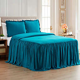 Sweet Home Collection   Microfiber Ruffled Bedspread & Sham Set, Queen, Teal
