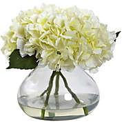 Nearly Natural Large Blooming Hydrangea Silk Arrangement with Vase, Cream