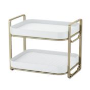 Lille Home 2-Tier Multi-Functional Storage Organizer With Removable Drain Tray, White