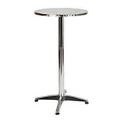 Emma and Oliver Indoor/Outdoor 23.5"H Aluminum Round Bar Height Table with Cross Base