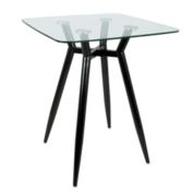 Contemporary Home Living 36.5" Clear Glass Square Top with Black Metal Legs Counter Table