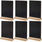 Juvale Set of 6 Mini Chalkboard Signs with Wood Base Stand for Table Decorations, Food Signs, Message Boards (6 x 8 In)