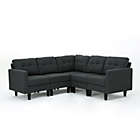 Alternate image 0 for Contemporary Home Living 5-Piece Gray and Brown Contemporary Button Tufted Sectional Sofa Set 35.75"