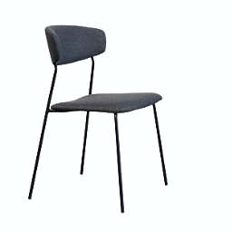 Gingko Lucy Dark Grey Modern Dining Chair with Matte Black Steel Legs for Kitchen, Living Room and Dining Room (Set of 2, Upholstered Seat)