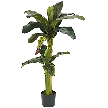 Nearly Natural 5&#39;+3&#39; Banana Silk Tree w/Bananas Green. View a larger version of this product image.