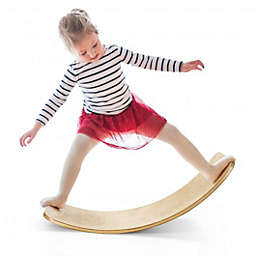Costway 15.5 Inch Wooden Wobble Toy Balance Board-Natural